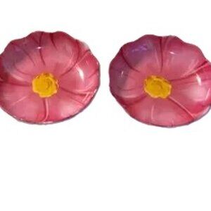 Shabby Chic Flower Bowls Melamine Pink Yellow NEW Set of 2